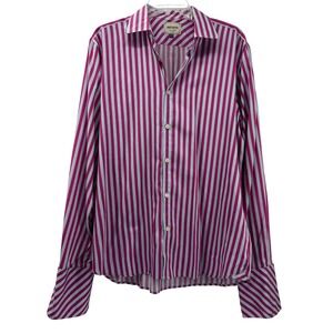 Ted Baker Archive Striped Long Sleeve Button Up Shirt Men's 16.5 Edgy Festival